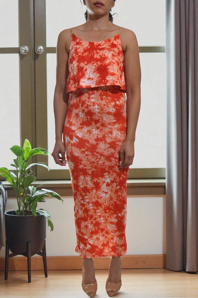Ladies Orange Front Ruffle Dress - StylePhase SA