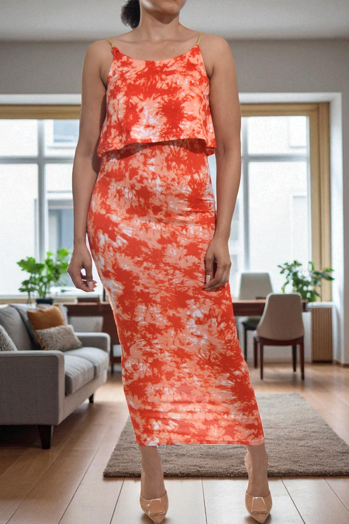 Ladies Orange Front Ruffle Dress - StylePhase SA