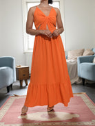 Ladies Orange Front Tie Dress - StylePhase SA