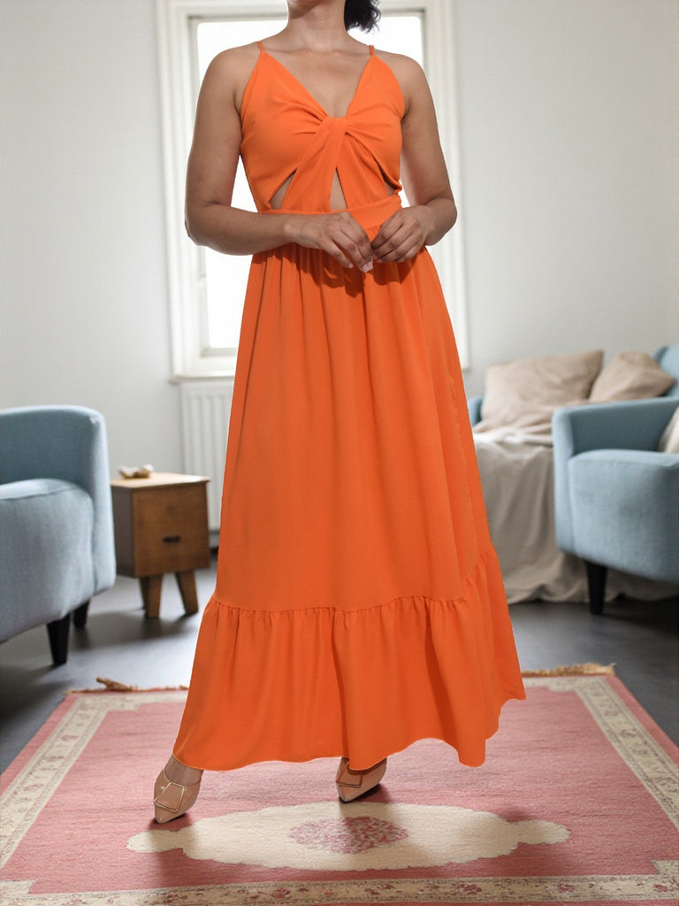 Ladies Orange Front Tie Dress - StylePhase SA