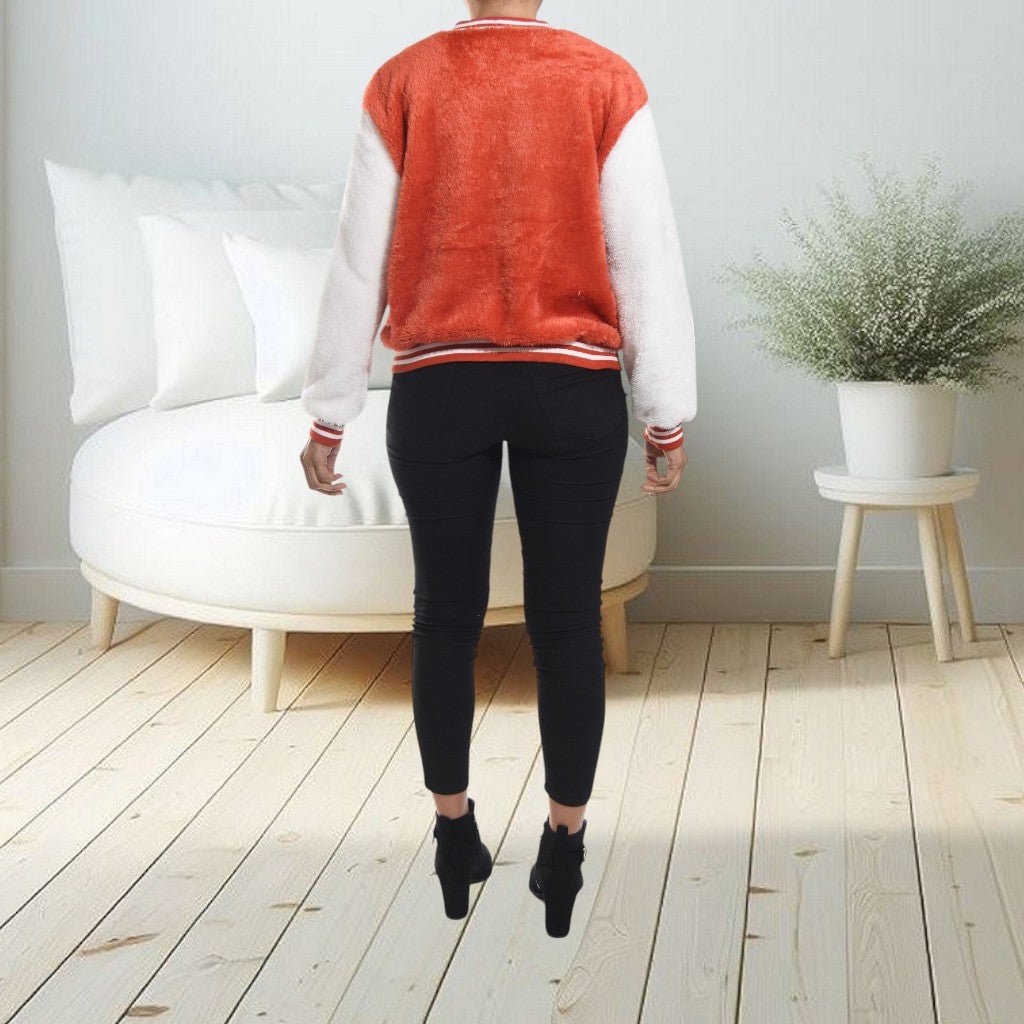 Ladies Orange Plush Printed Jacket - StylePhase SA
