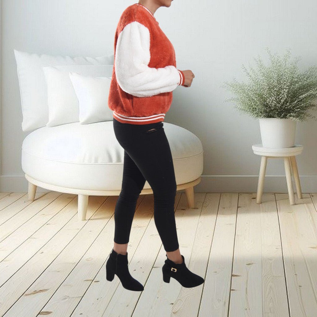 Ladies Orange Plush Printed Jacket - StylePhase SA