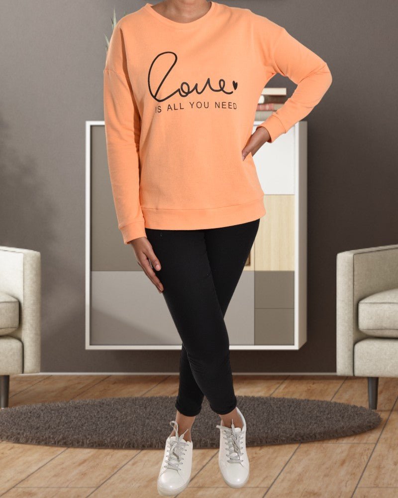 Ladies Orange Printed Sweater - StylePhase SA