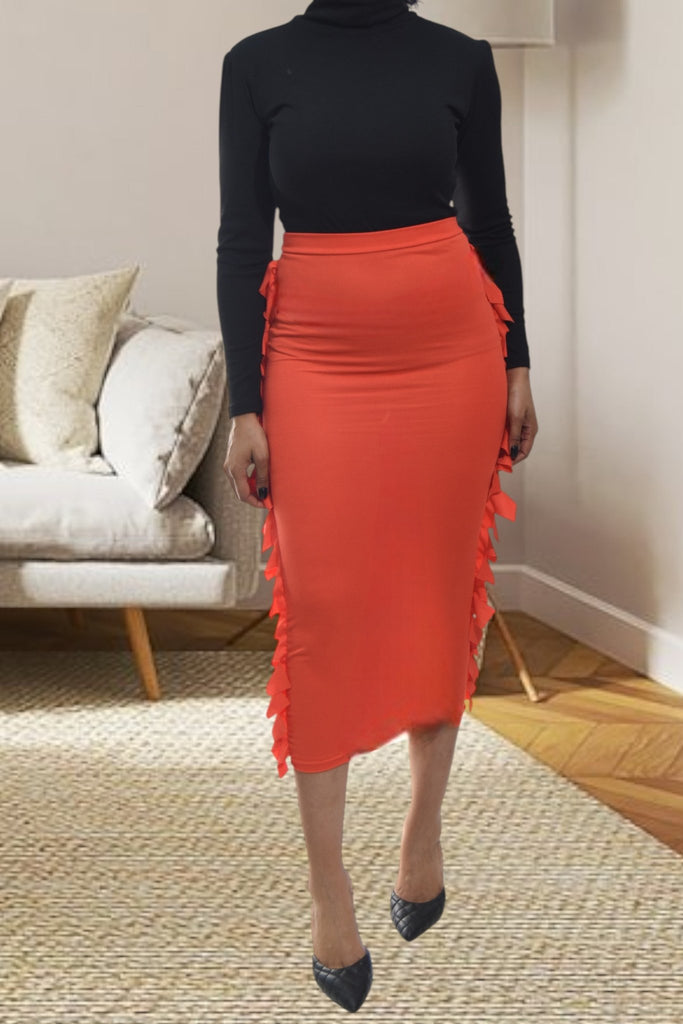Ladies Orange Side Fringe Skirt - StylePhase SA