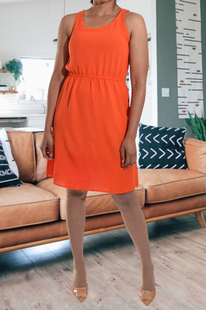 Ladies Orange Sleeveless Dress - StylePhase SA