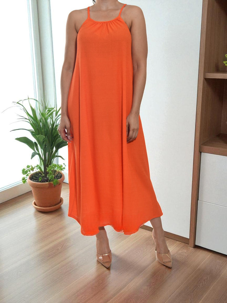 Ladies Orange Strappy Ruffle End Dress - StylePhase SA
