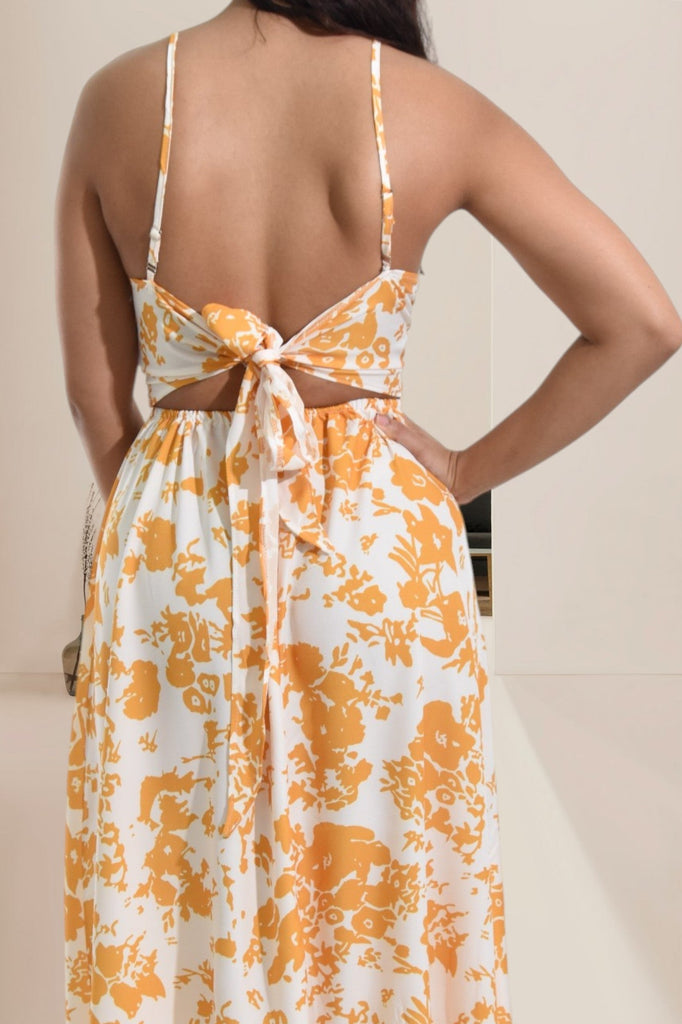 Ladies Orange Tie Back Maxi Dress - StylePhase SA