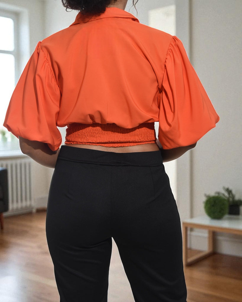 Ladies Orange V Neck Crop Top - StylePhase SA