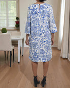 Ladies Paisley Blue 3/4 Sleeve Dress - StylePhase SA