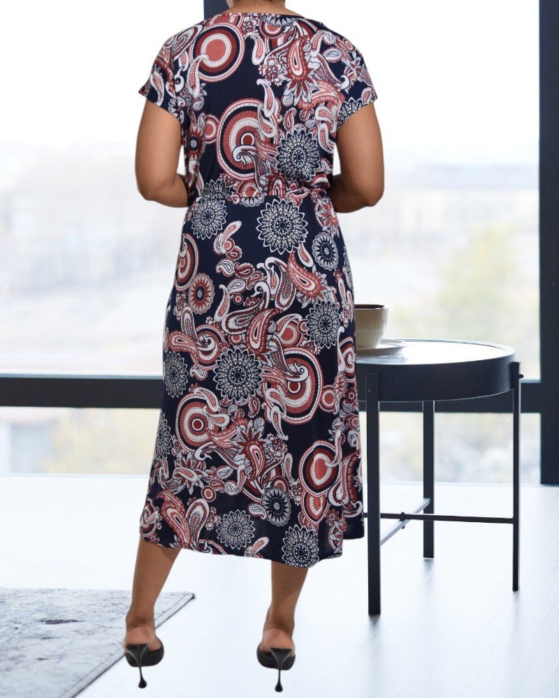 Ladies Paisley Print Navy Dress - StylePhase SA