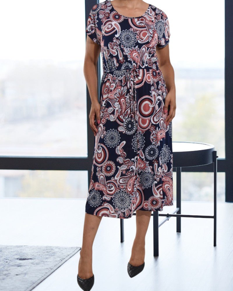 Ladies Paisley Print Navy Dress - StylePhase SA