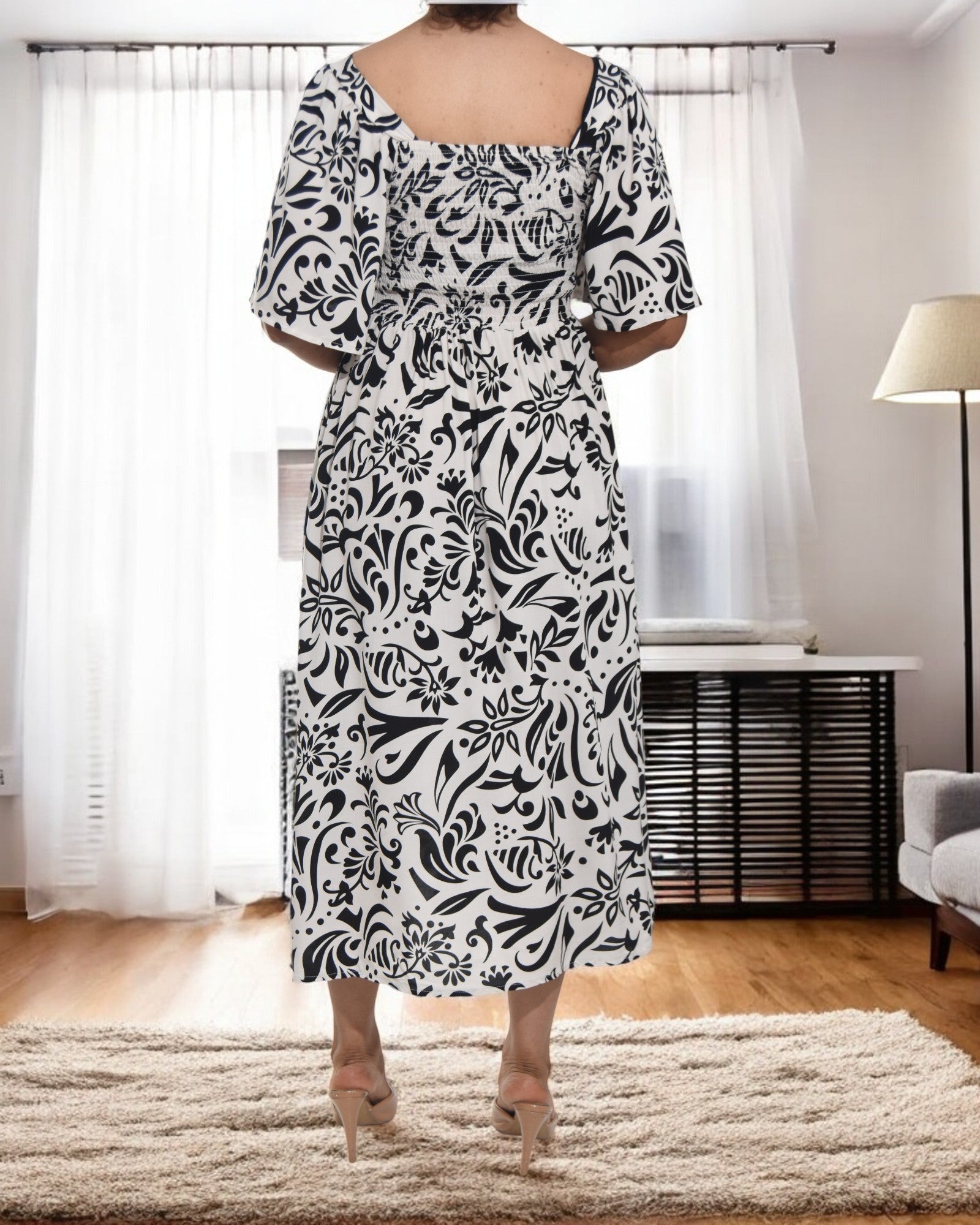 Ladies Paisley Print Square Neck Dress - StylePhase SA