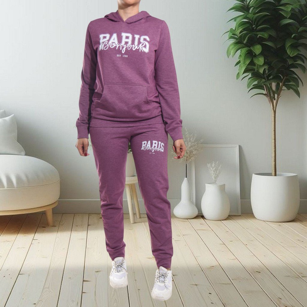 Ladies Paris Printed Color Tracksuit Set - StylePhase SA