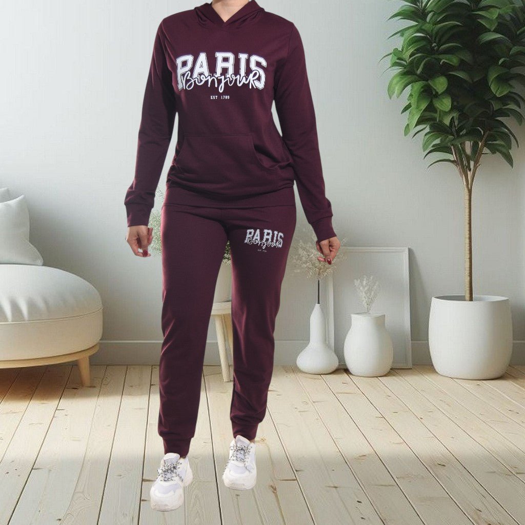 Ladies Paris Printed Color Tracksuit Set - StylePhase SA
