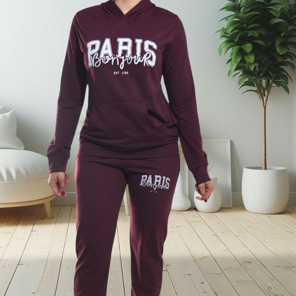 Ladies Paris Printed Color Tracksuit Set - StylePhase SA