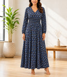 Ladies Pattern V Neck Midi Dress - StylePhase SA
