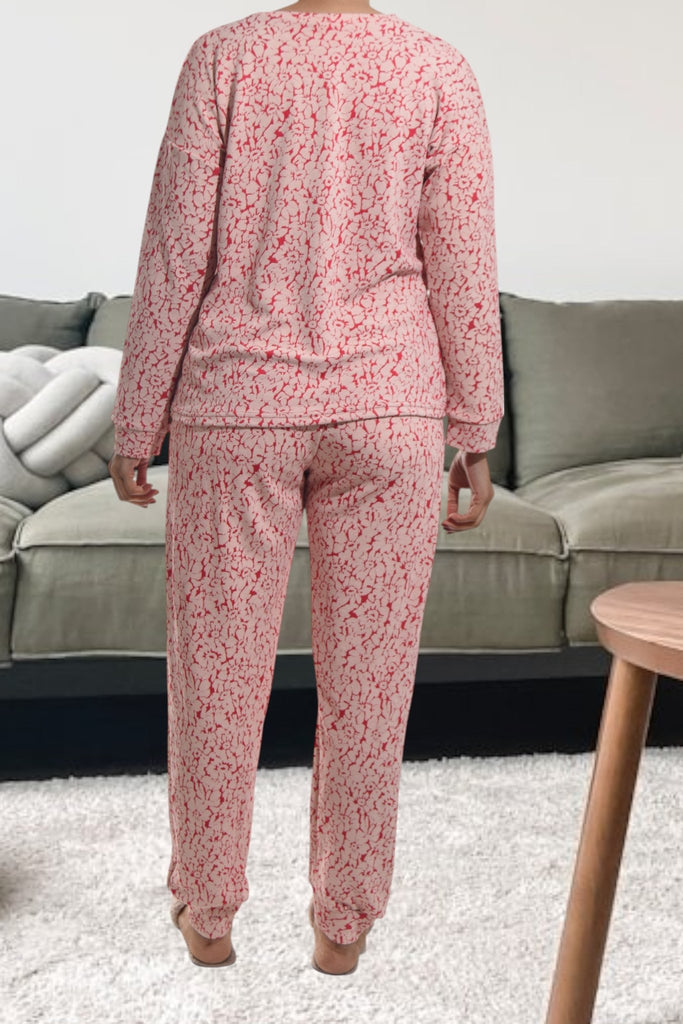 Ladies Peach And Red Pajama Set - StylePhase SA