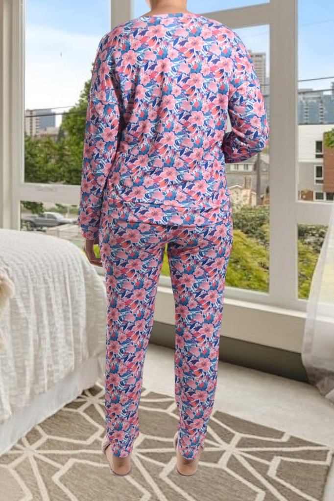 Ladies Peach Floral Pj Set - StylePhase SA