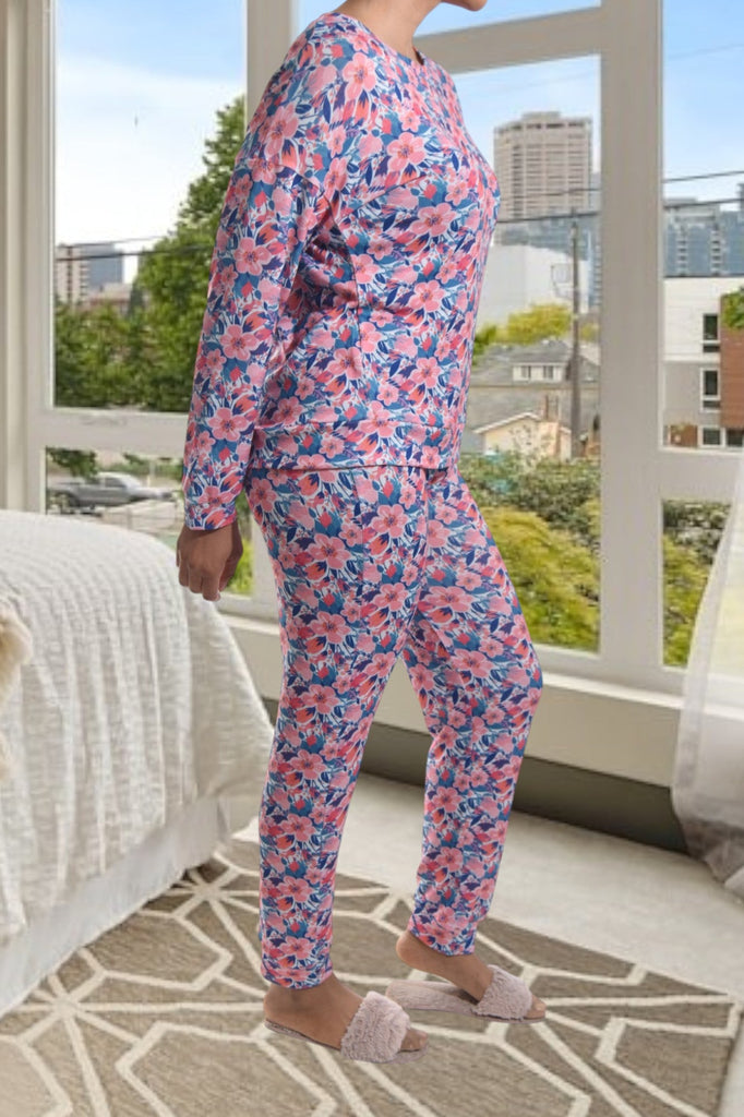 Ladies Peach Floral Pj Set - StylePhase SA