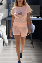 Ladies Peach Knit Pj Set - Cherry - StylePhase SA