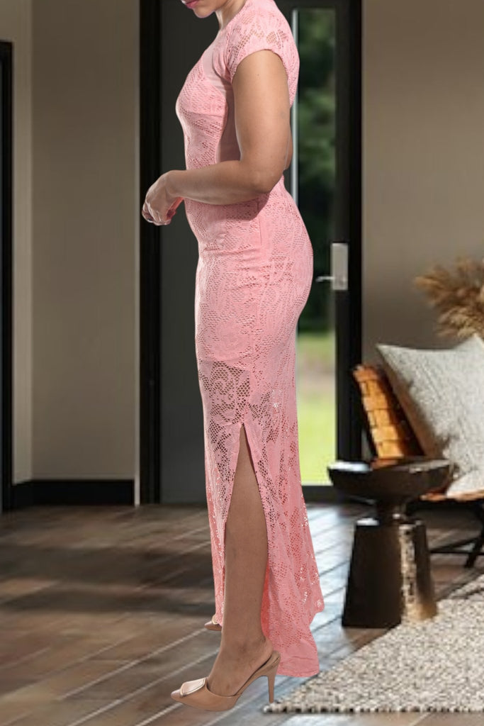 Ladies Peach Lace Dress - StylePhase SA