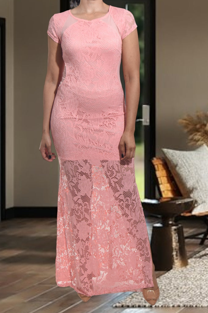 Ladies Peach Lace Dress - StylePhase SA