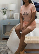 Ladies Peach Petite Knit Pj Set - Good Vibes - StylePhase SA