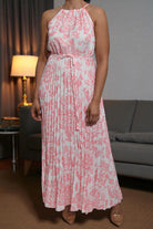 Ladies Peach Pleated Halter Neck Dress - StylePhase SA