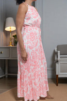 Ladies Peach Pleated Halter Neck Dress - StylePhase SA