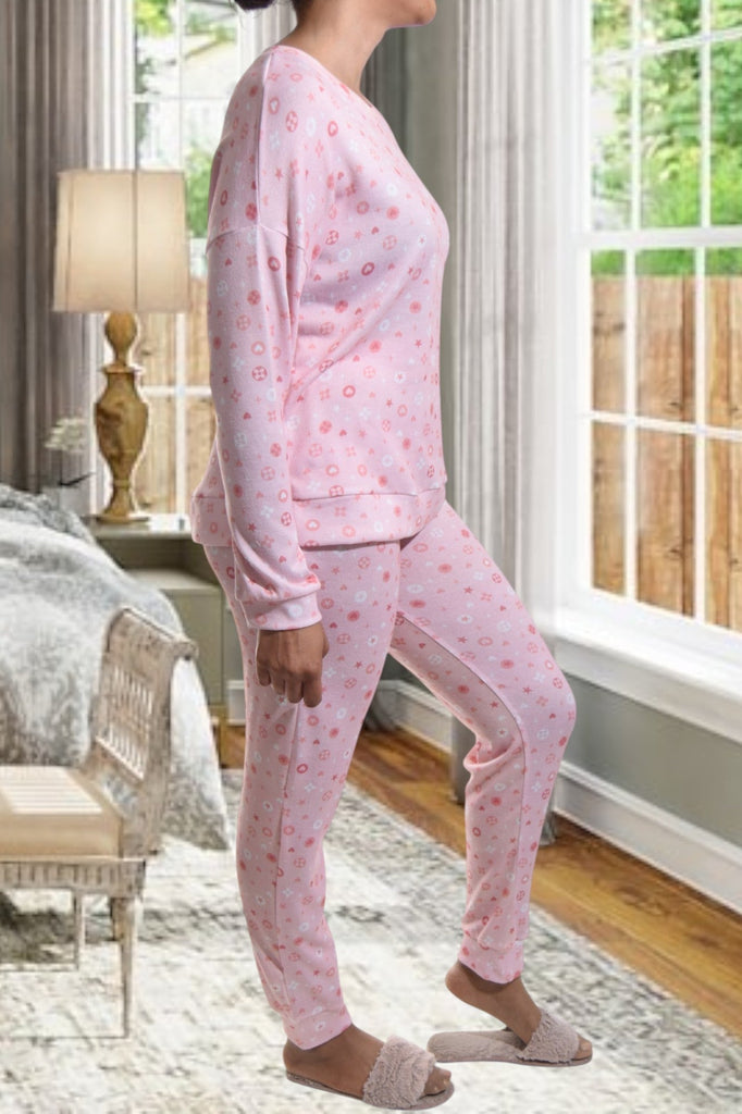 Ladies Peach Printed Pj Set - StylePhase SA