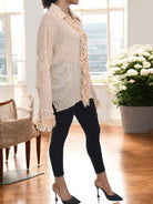 Ladies Peach Ruffle Front Shirt - StylePhase SA