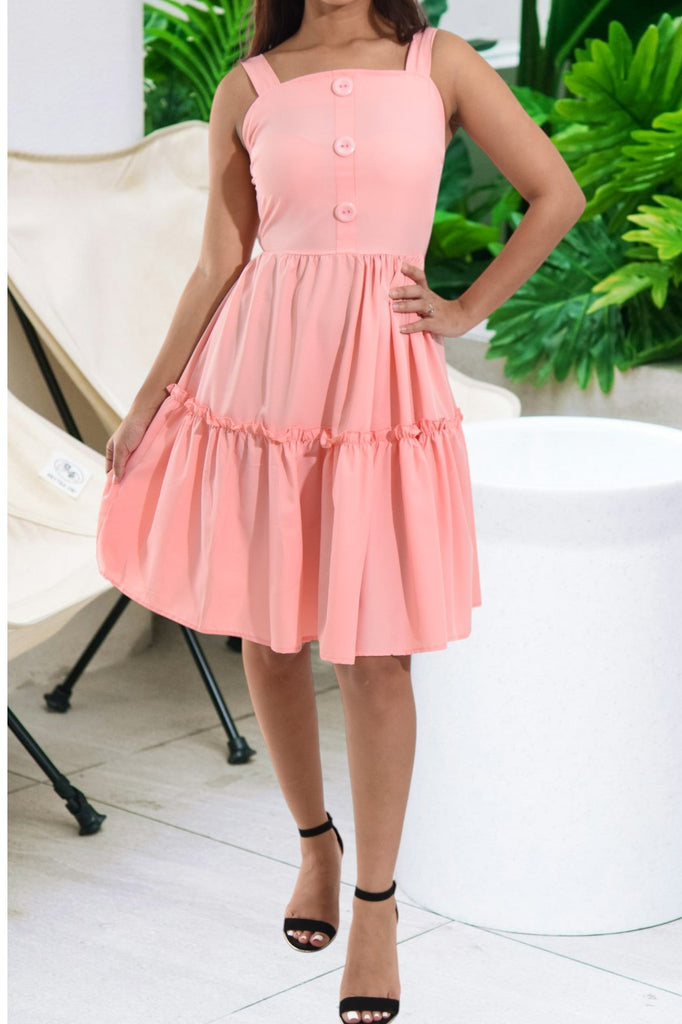 Ladies Peach Ruffle Mini Dress - StylePhase SA