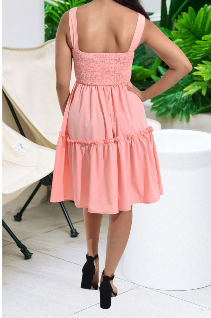 Ladies Peach Ruffle Mini Dress - StylePhase SA