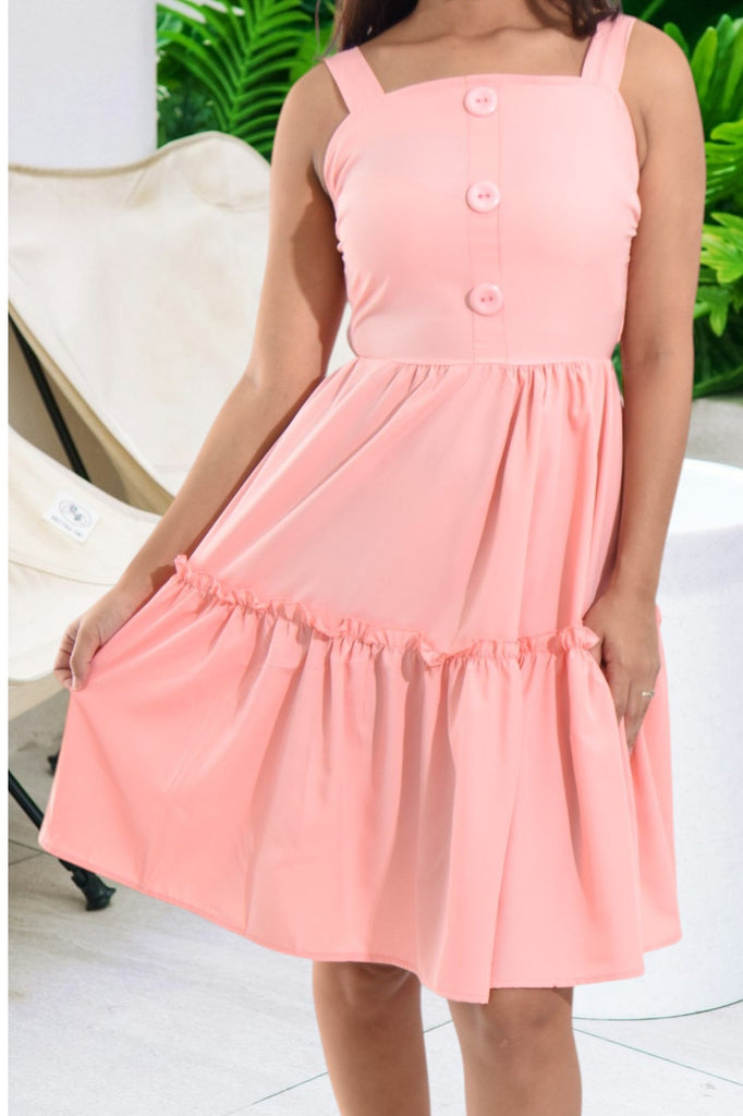 Ladies Peach Ruffle Mini Dress - StylePhase SA