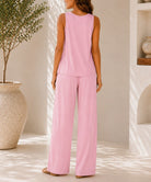 Ladies Peach Sleeveless Two-piece New Feeling Set - StylePhase SA