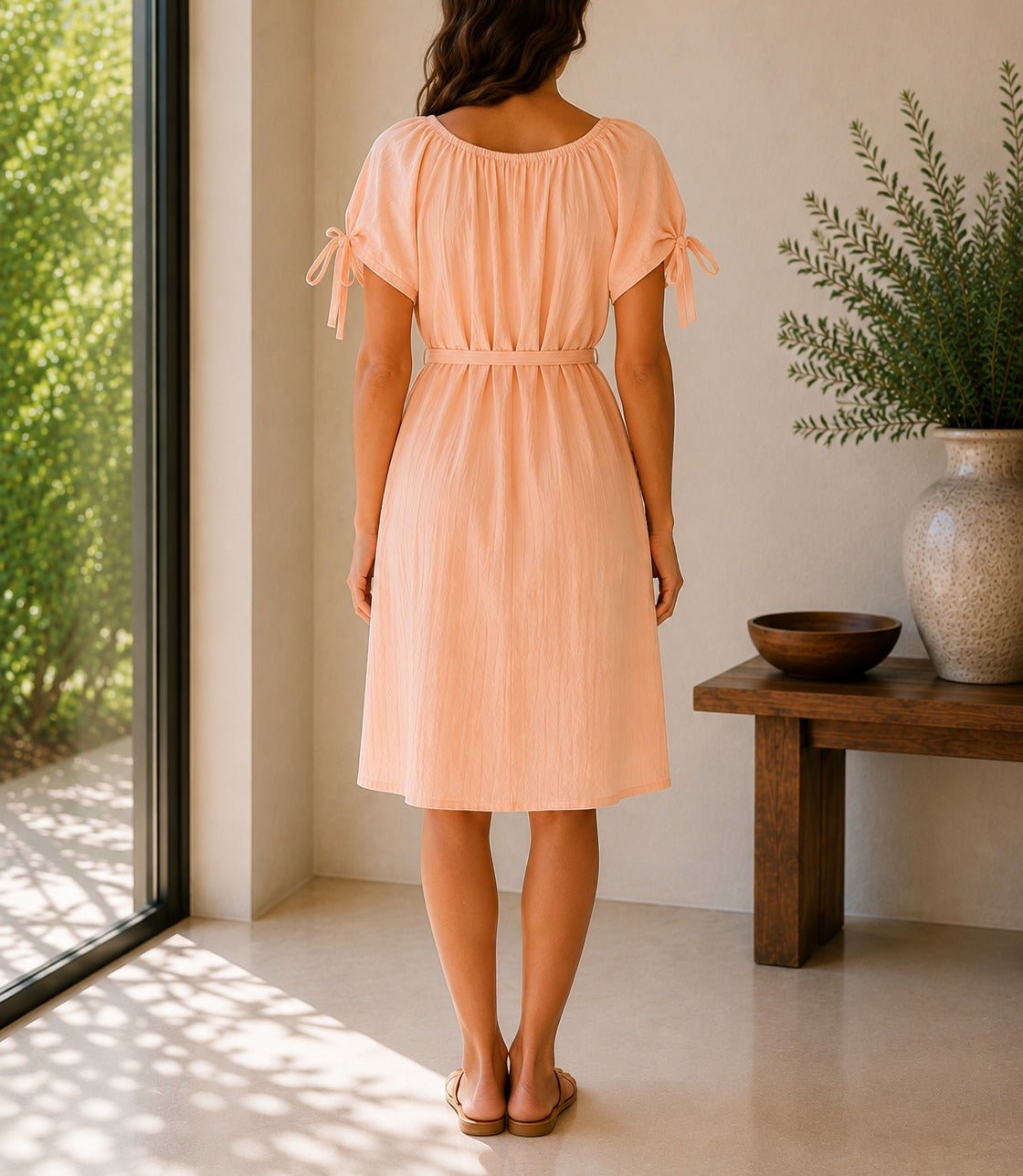Ladies Peach Tunic Tie Dress - StylePhase SA