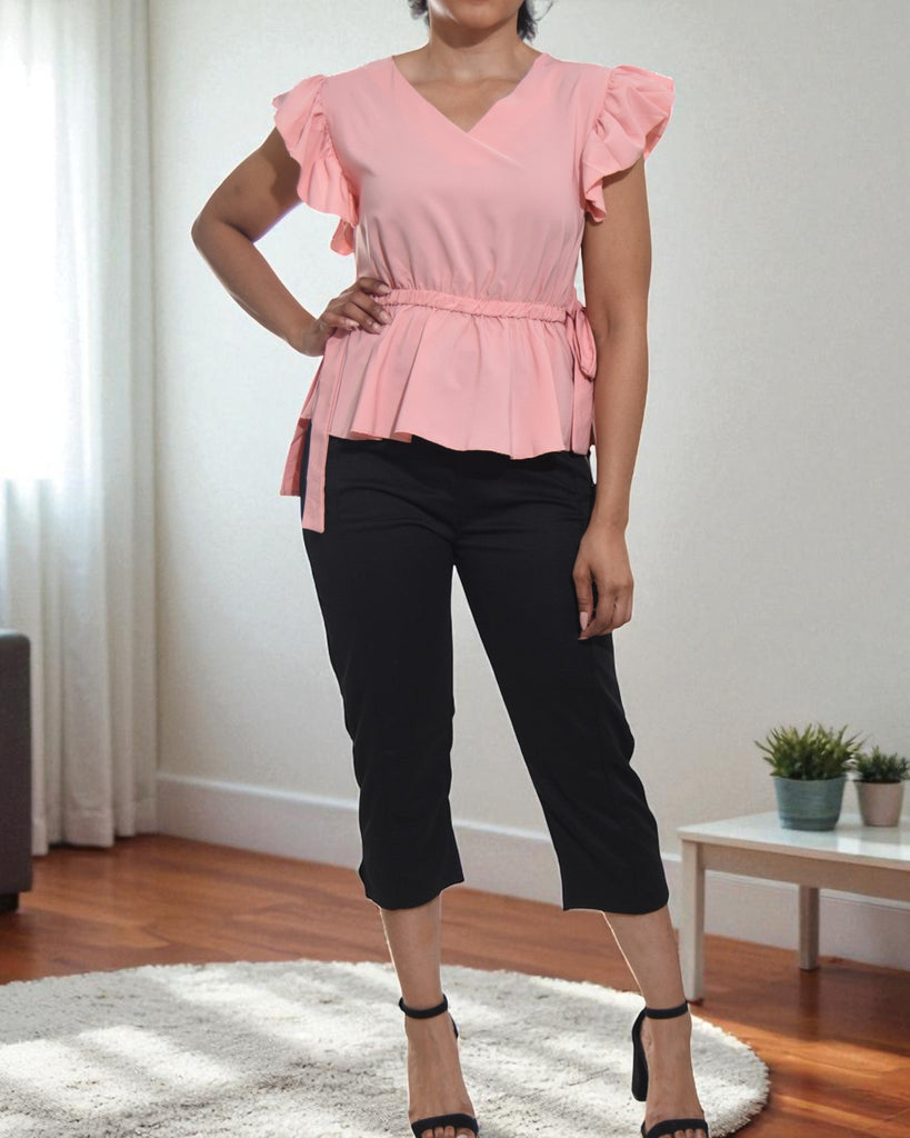 Ladies Peach V Neck Side Tie Top - StylePhase SA