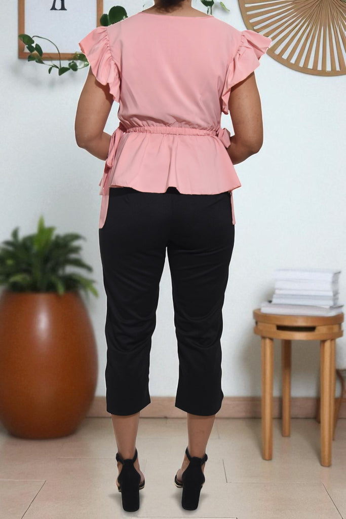 Ladies Peach V Neck Side Tie Top - StylePhase SA