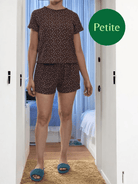 Ladies Petite Pj Set - Brown Floral - StylePhase SA