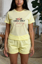 Ladies Petite Yellow Knit Pj Set - Good Vibes - StylePhase SA