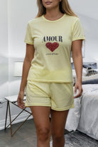 Ladies Petite Yellow Knit Pj Set - Heart - StylePhase SA