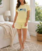 Ladies Petite Yellow Knit Pj Set - Love - StylePhase SA