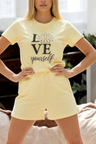 Ladies Petite Yellow Knit Pj Set - Love Yourself - StylePhase SA