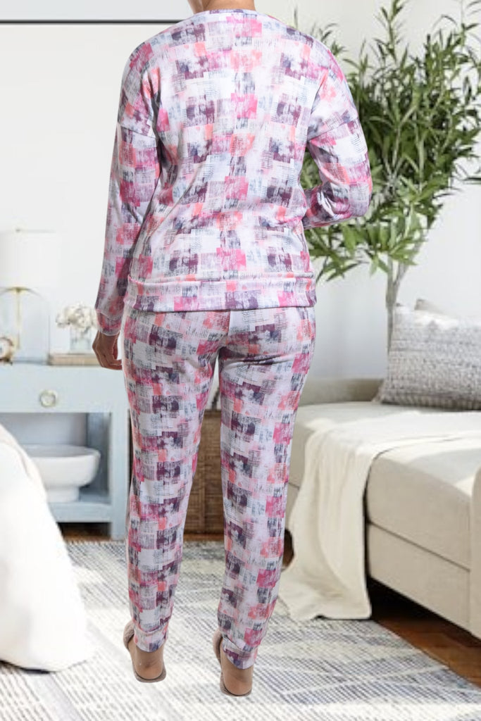 Ladies Pink Abstract Pj Set - StylePhase SA