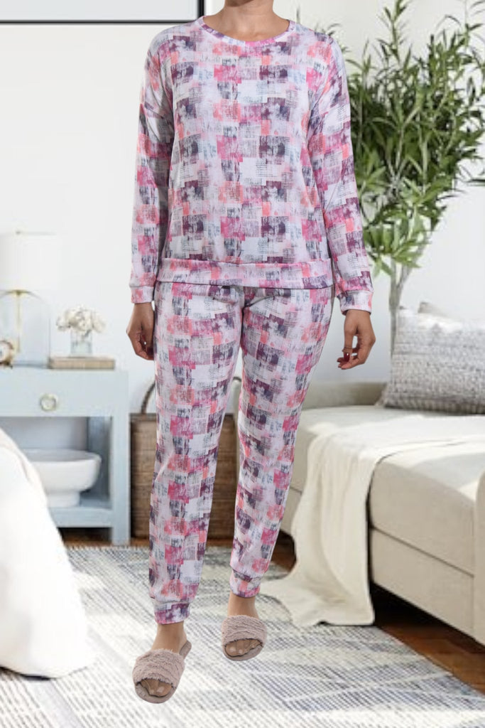 Ladies Pink Abstract Pj Set - StylePhase SA