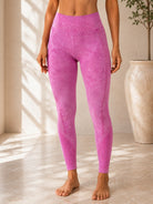 Ladies Pink Activewear Seamless Ribbed Leggings - StylePhase SA