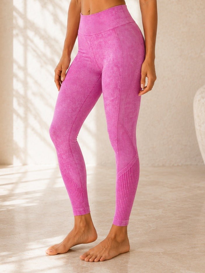 Ladies Pink Activewear Seamless Ribbed Leggings - StylePhase SA