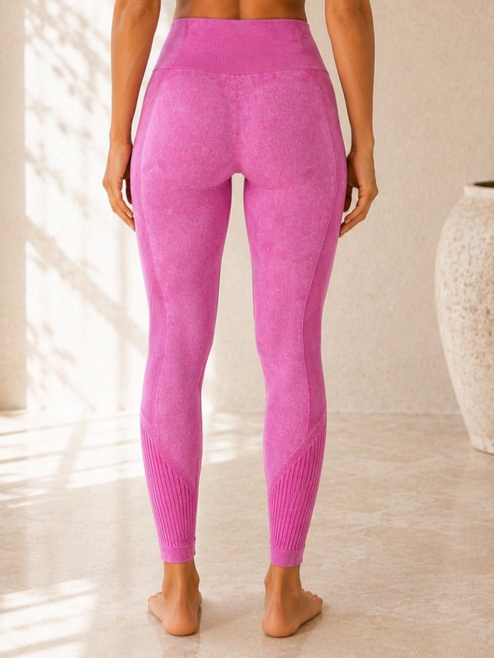 Ladies Pink Activewear Seamless Ribbed Leggings - StylePhase SA