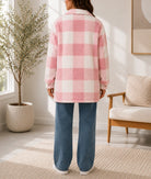 Ladies Pink And White Check Pattern Plush Top - StylePhase SA