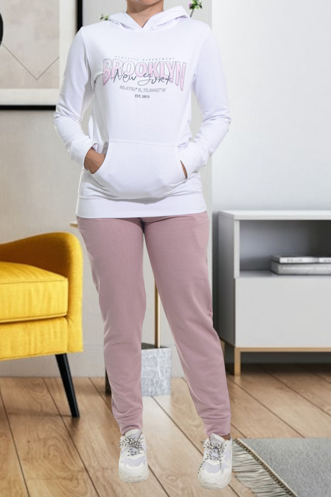 Ladies Pink Brooklyn Printed Tracksuit Set - StylePhase SA